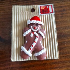 Vintage gingerbread man brooch pin